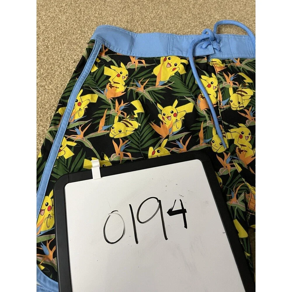 Hot Topic Pokémon Pikachu Tropical Print Board Shorts Swim Trunks Men's M